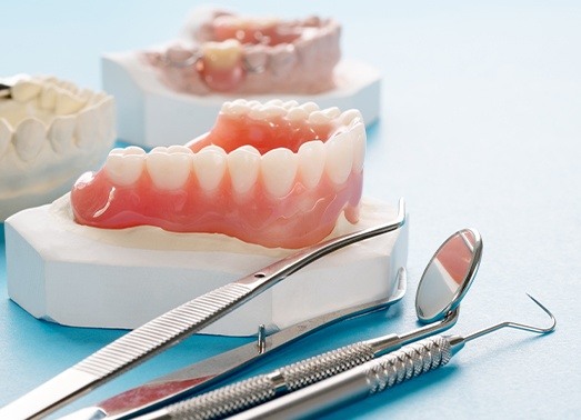 Dentures in dental lab for denture reline